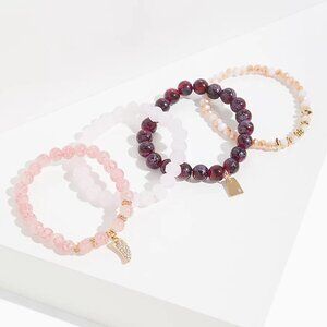 🆕PINK BEAD STRETCH BRACELET SET - SET OF 4